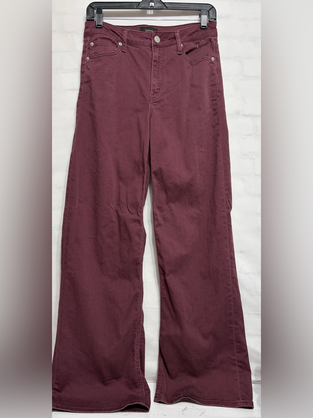 Quince Bella Stretch Wide Leg Jeans Wine Tasting Red Pants 28